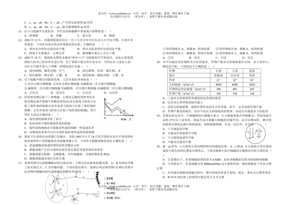 高中三年级生物上学期第二次测试卷_第2页
