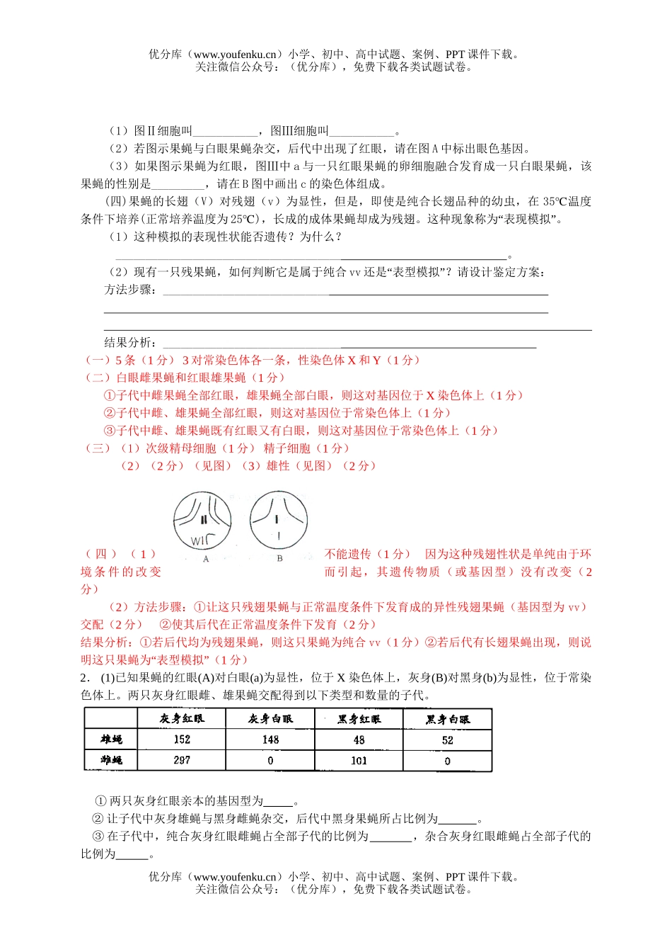 高中三年级生物遗传与变异综合题训练试卷_第3页