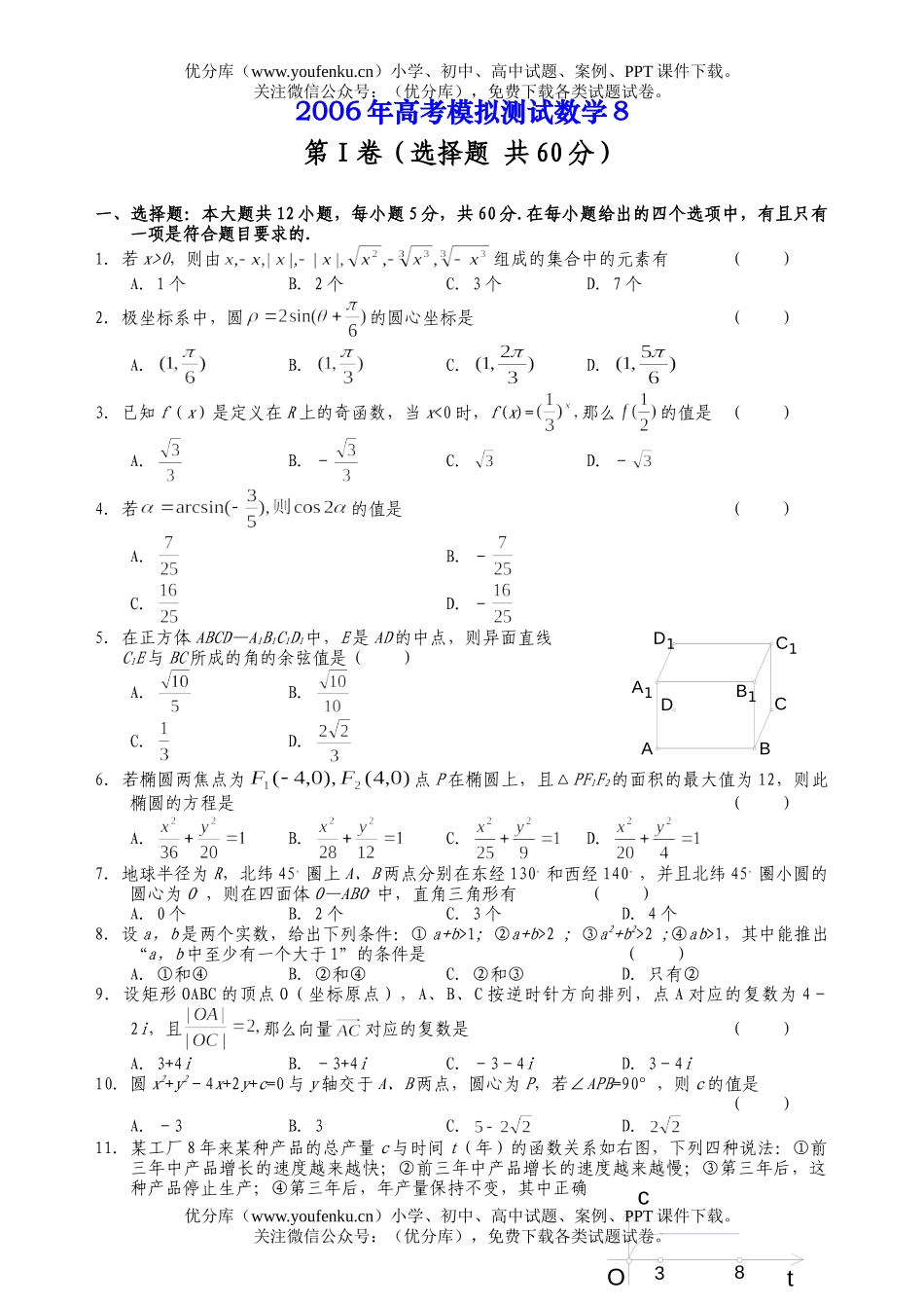 高考数学高考模拟测试8试卷_第1页