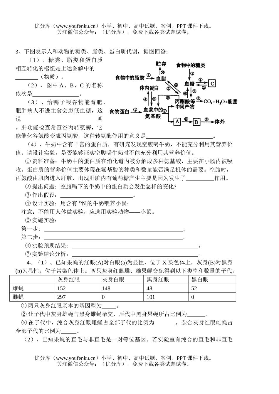 高中三年级生物拓展实验专项检测题试卷_第2页