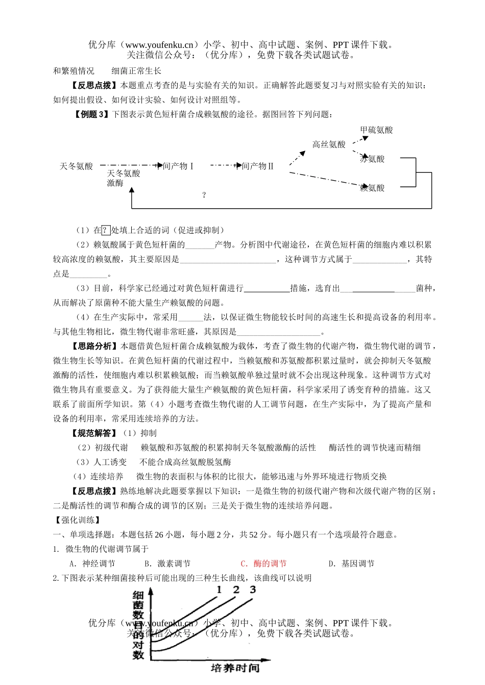 高中三年级生物微与发酵工程专题复习试卷_第3页