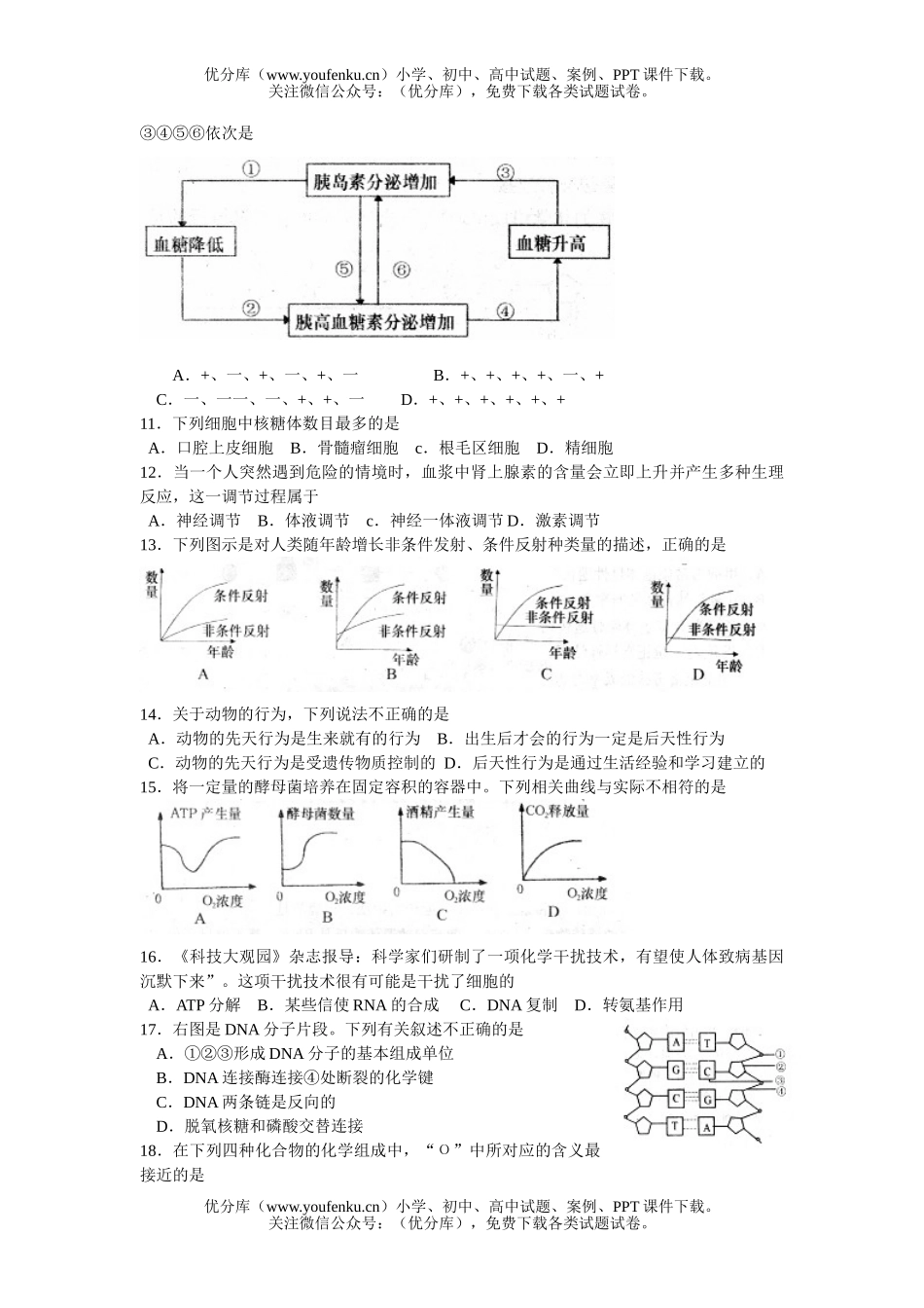 高中三年级生物第一次调研考试卷_第2页