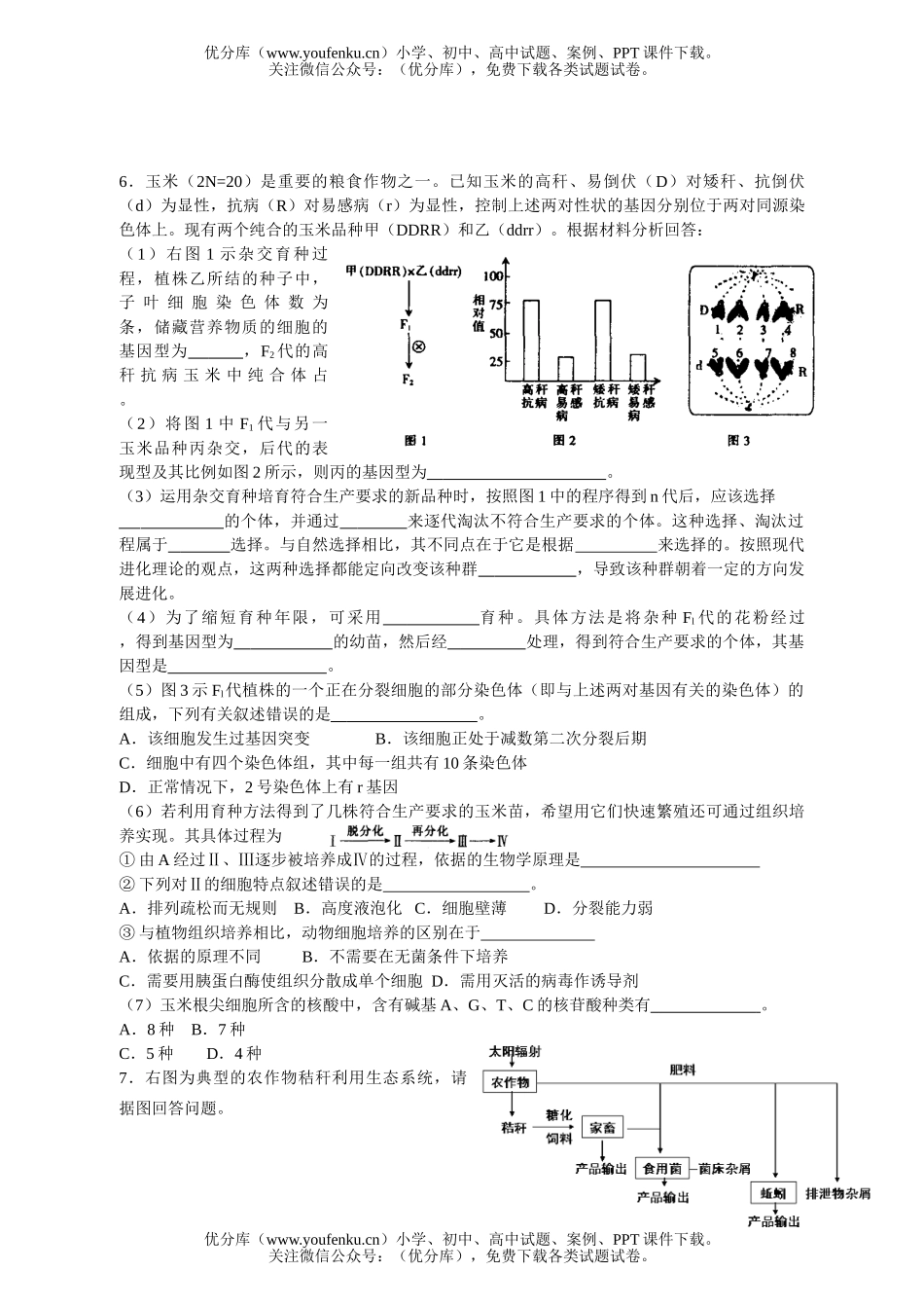 高中三年级生物简答题期末综合练习试卷_第3页