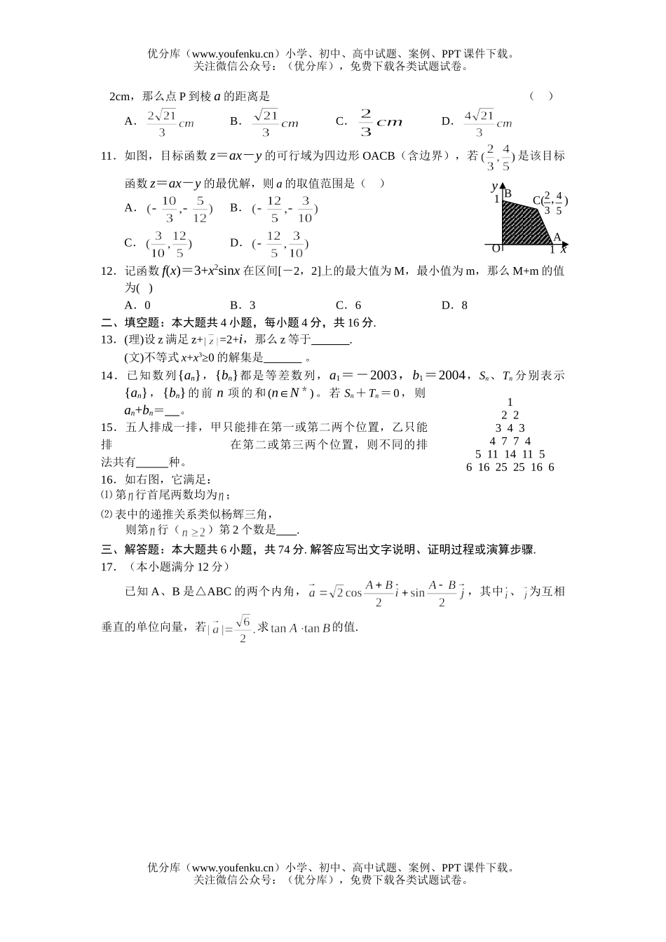 高考数学高考综合2试卷_第2页