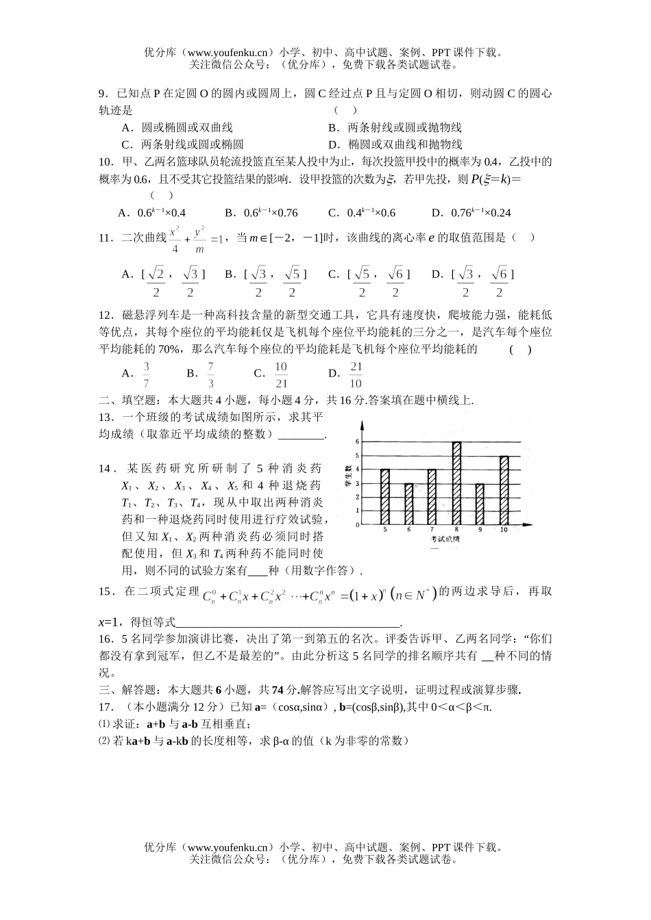 高考数学高考综合1试卷_第2页