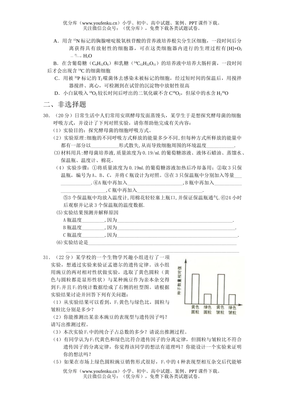 高中三年级生物理综模拟试卷_第2页