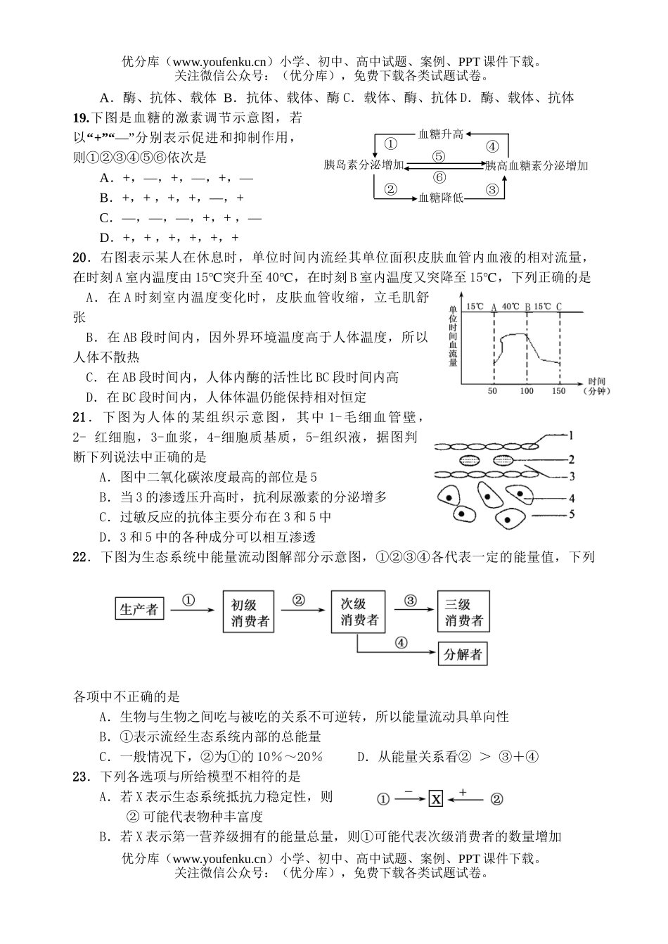 高中三年级生物第二学期期初质量调研试卷_第3页