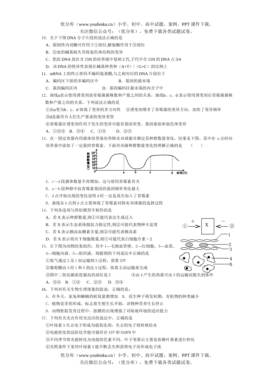 高中三年级生物模拟测试卷_第2页