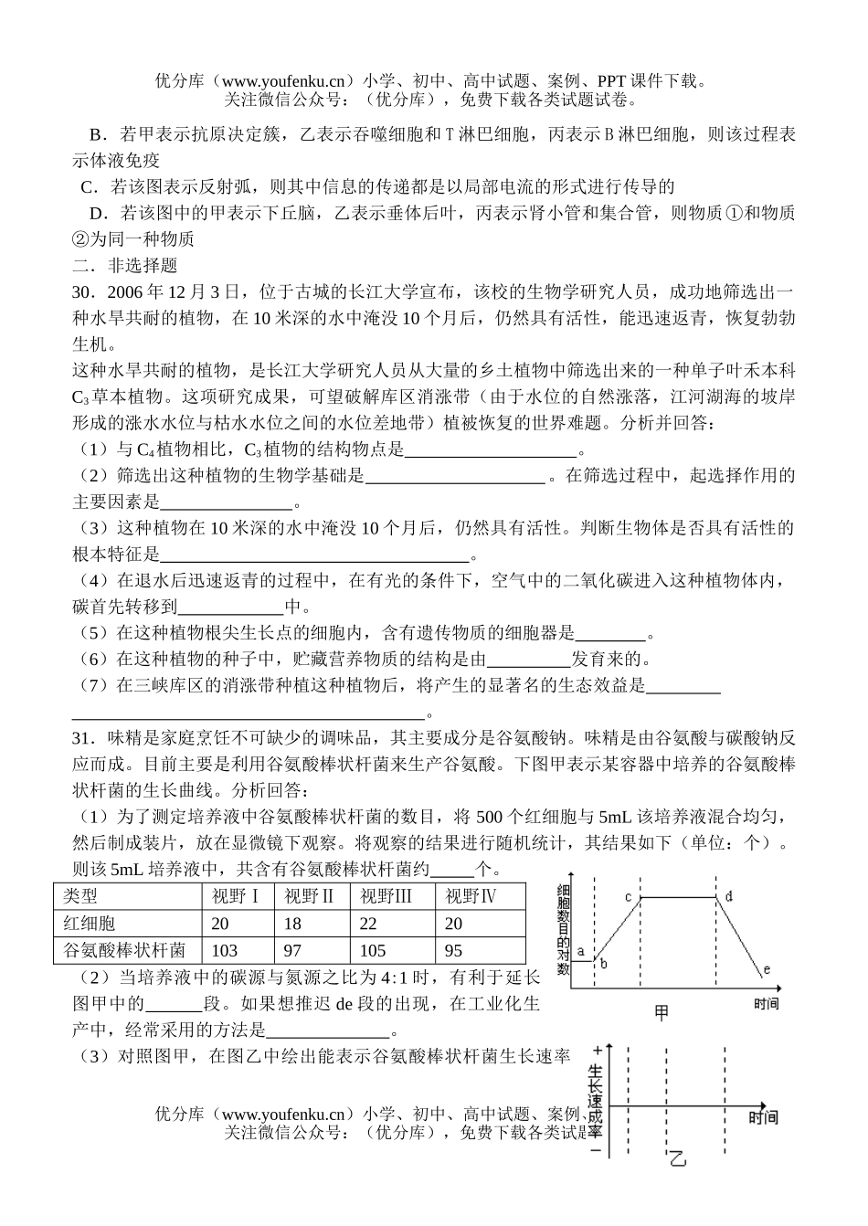 高中三年级生物高考二轮复习课时测试7试卷_第2页