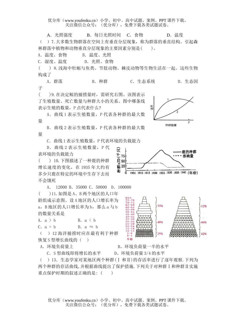 高中三年级生物种群和群落教学案试卷_第2页