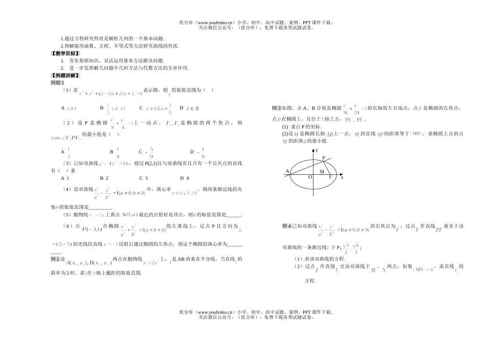 高考数学求定性曲线的标准方程及求动点的轨迹方程试卷_第3页