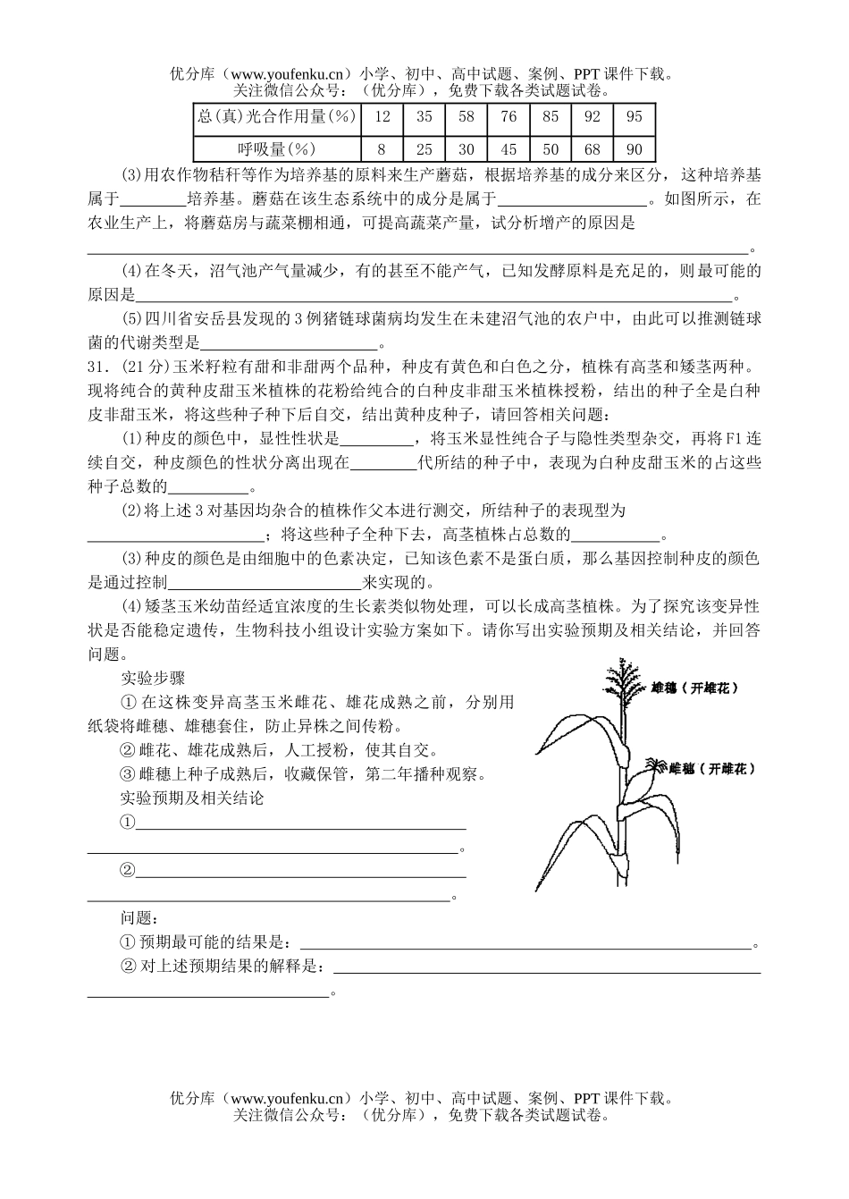 高中三年级生物理综限时训练题1试卷_第3页