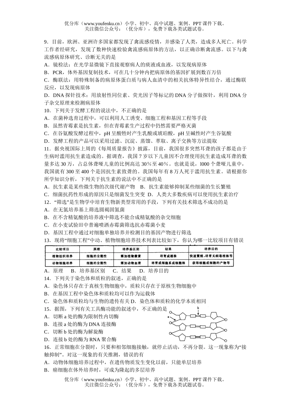 高中三年级生物高考热点重点难点专题测8试卷_第2页