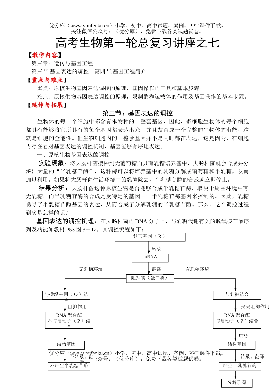 高中三年级生物高考第一轮总复习讲座之7试卷_第1页