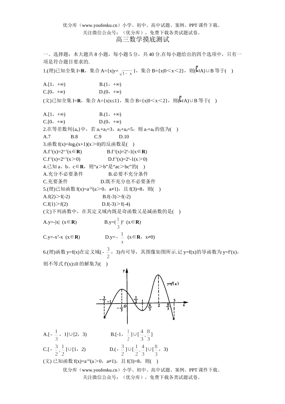 高考数学摸底测试卷_第1页