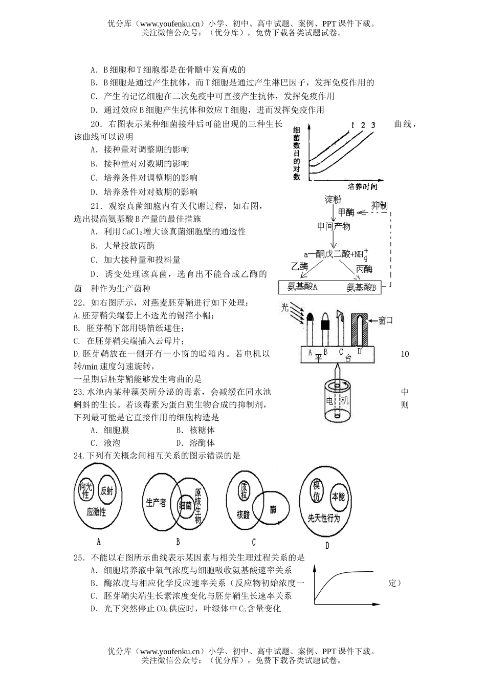 高中三年级生物第一次联考试卷_第3页