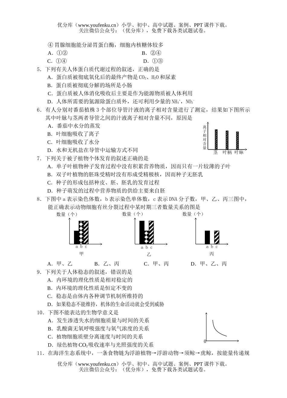 高中三年级生物第一次模拟考试卷_第2页