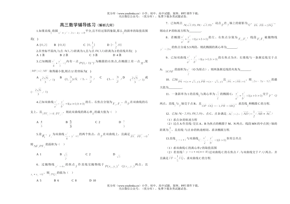 高考数学辅导练习(解析几何)试卷_第1页