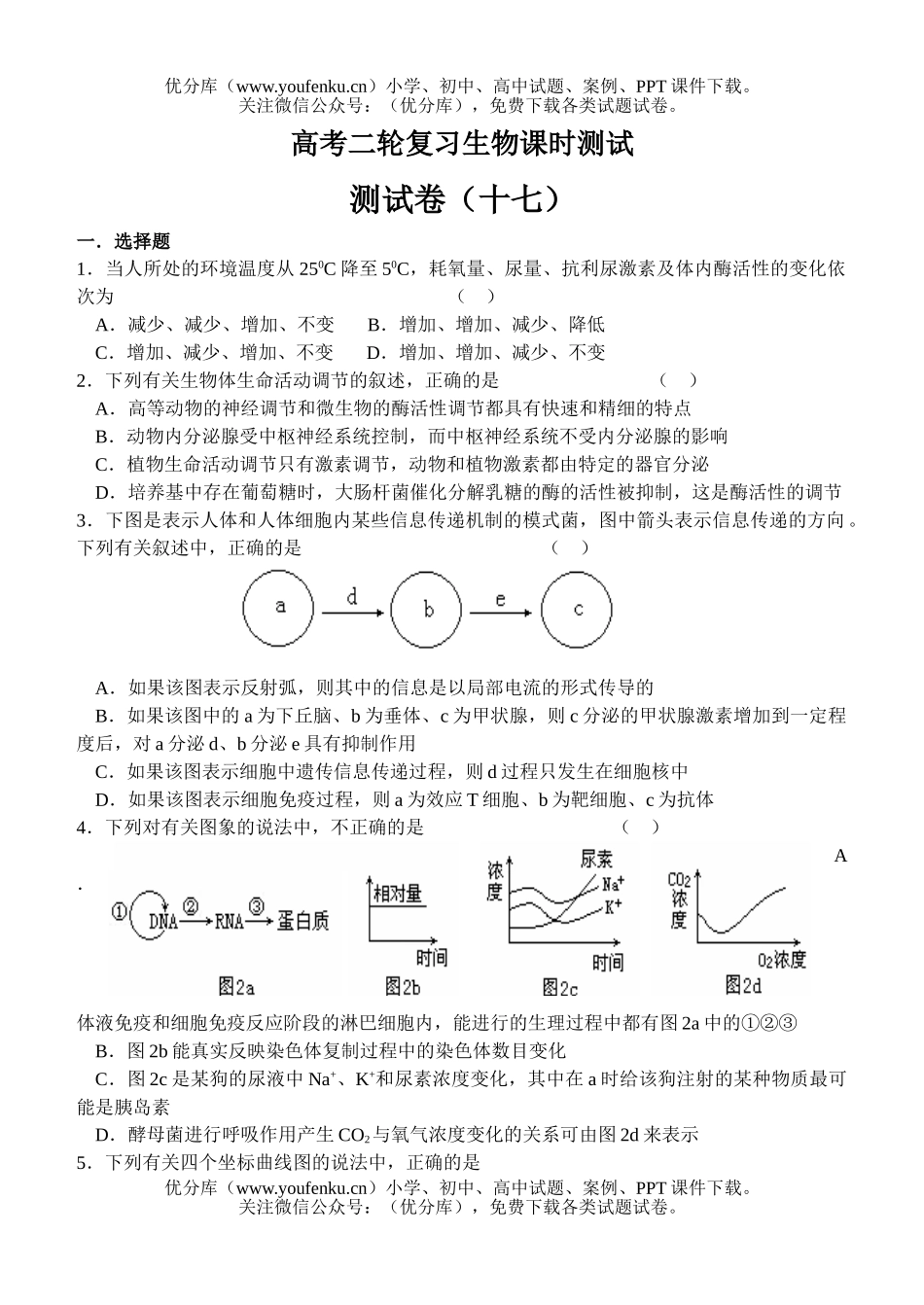 高中三年级生物高考二轮复习课时测试17试卷_第1页