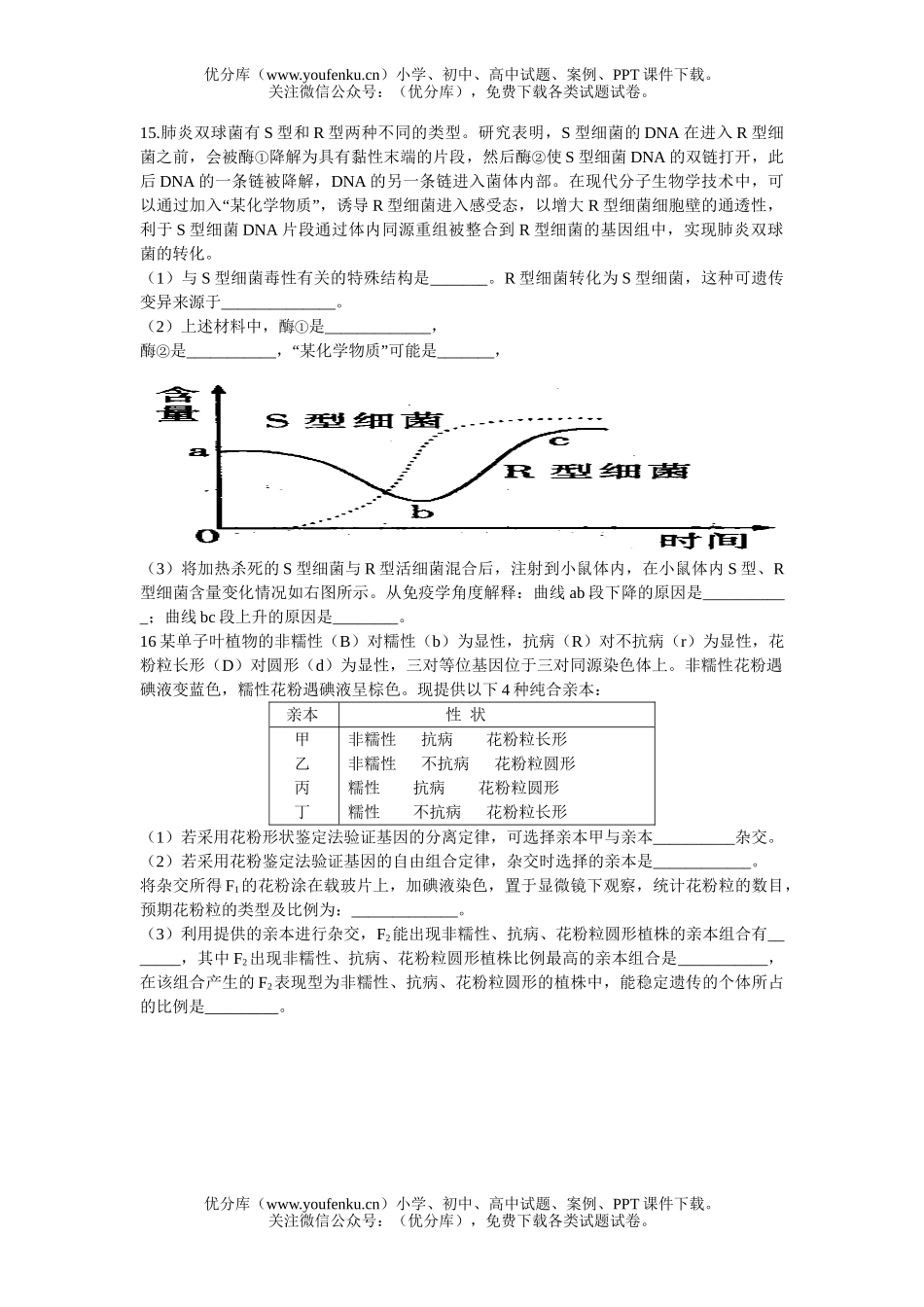 高中三年级生物纠错题九试卷_第3页