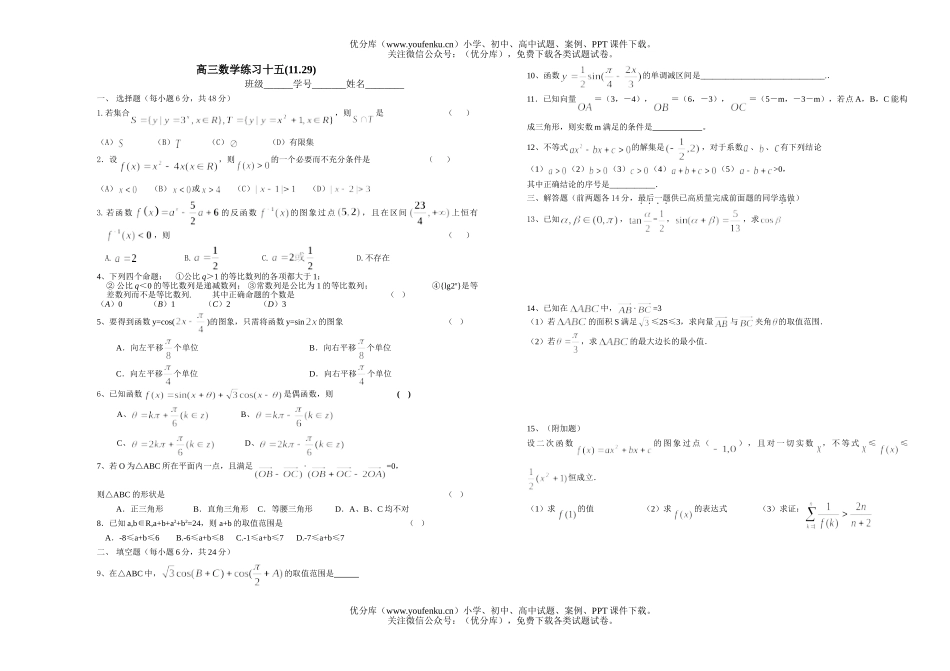 高考数学练习15试卷_第1页
