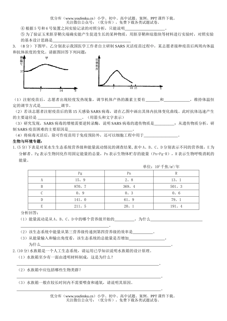 高中三年级生物简答题专项训练2试卷_第3页