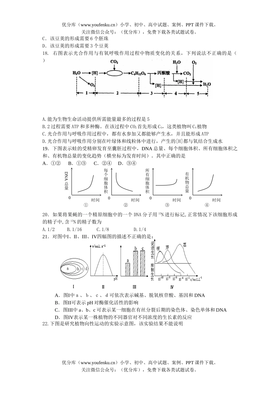 高中三年级生物第六次月考6试卷_第3页