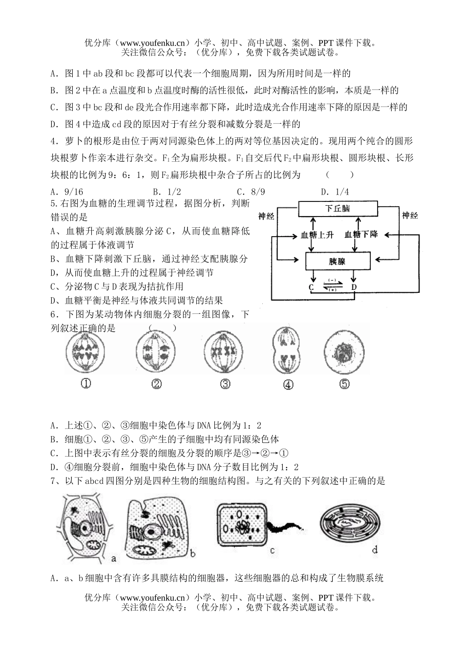 高中三年级生物理综模拟单科卷6试卷_第2页