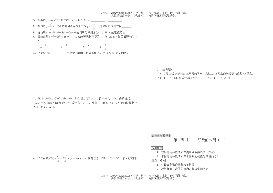 高考数学导数的概念及其运算试卷_第2页