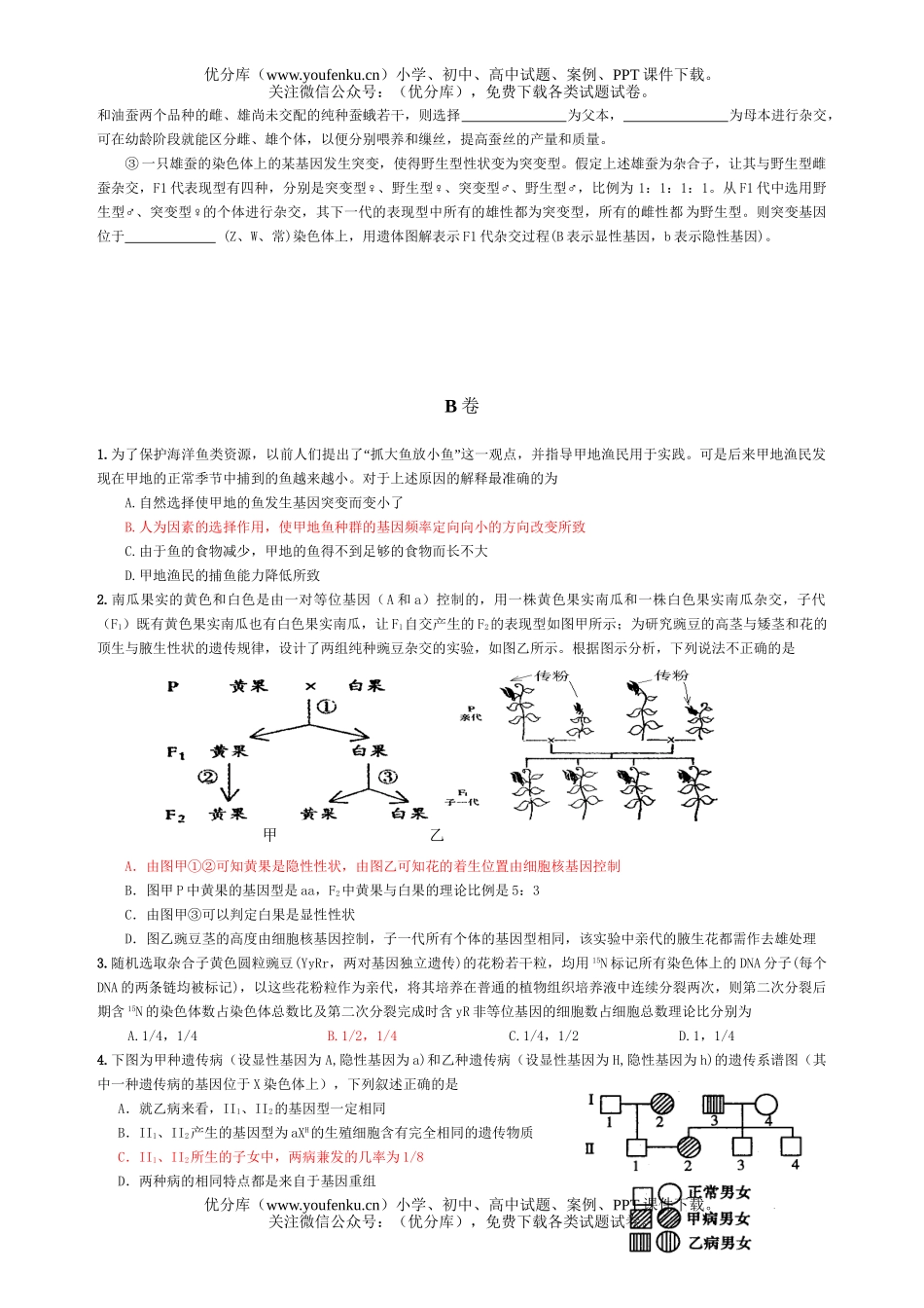 高中三年级生物实验及设计基础综合测试5试卷_第3页