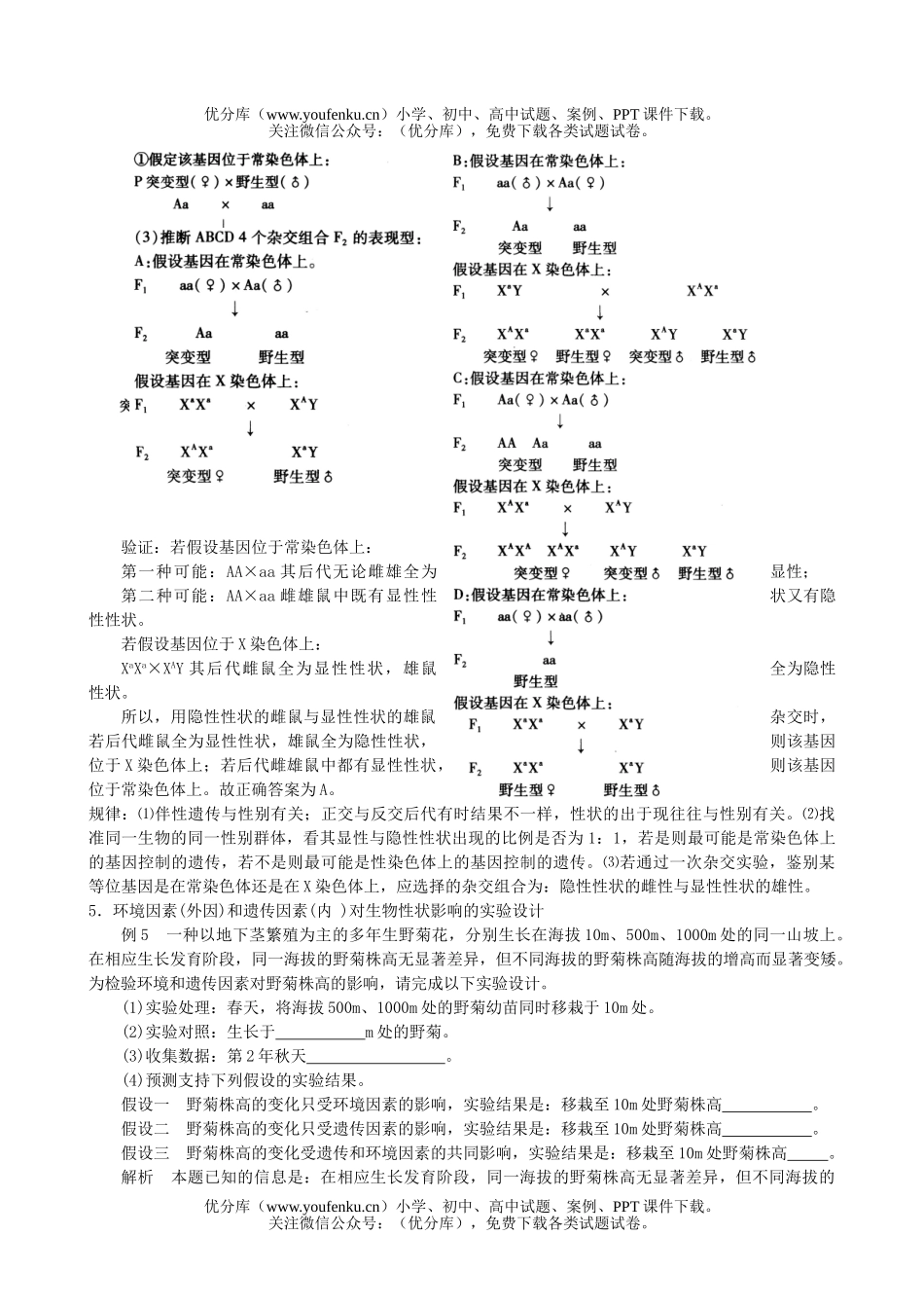 高中三年级生物遗传学中实验题归类解题及训练试卷_第3页