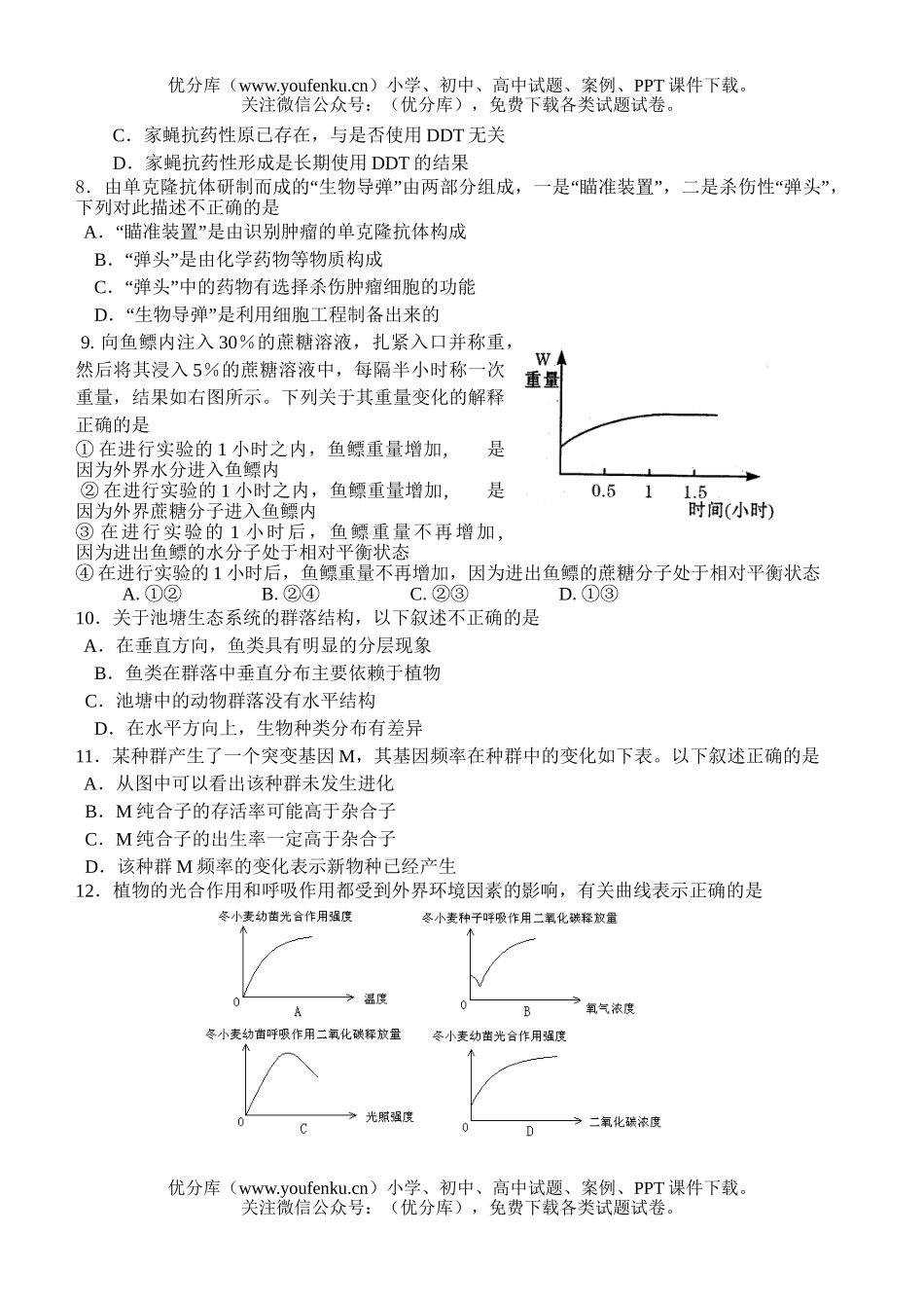 高中三年级生物第五次月考试卷_第2页