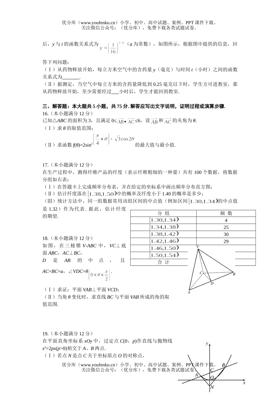 高考数学毕业招生全国统一考试3试卷_第3页