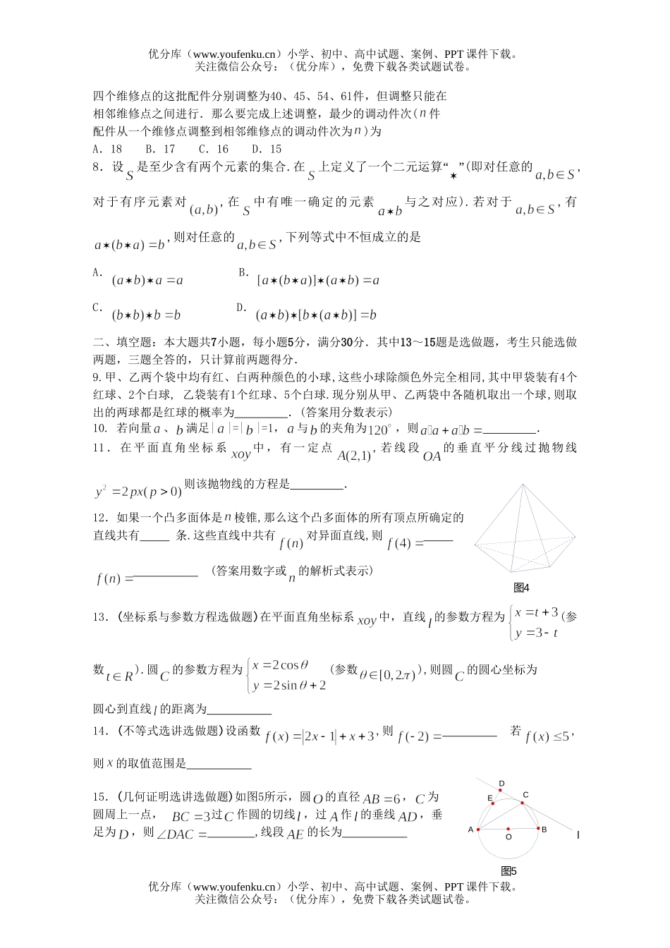 高考数学毕业招生全国统一考试12试卷_第2页