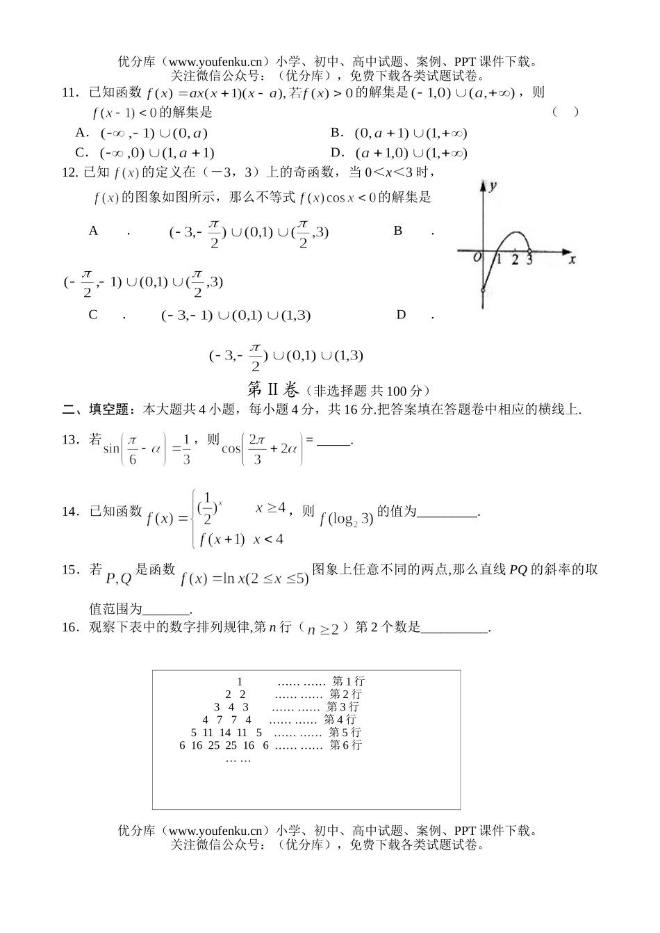 高考数学高第四次月考(理)试卷_第3页