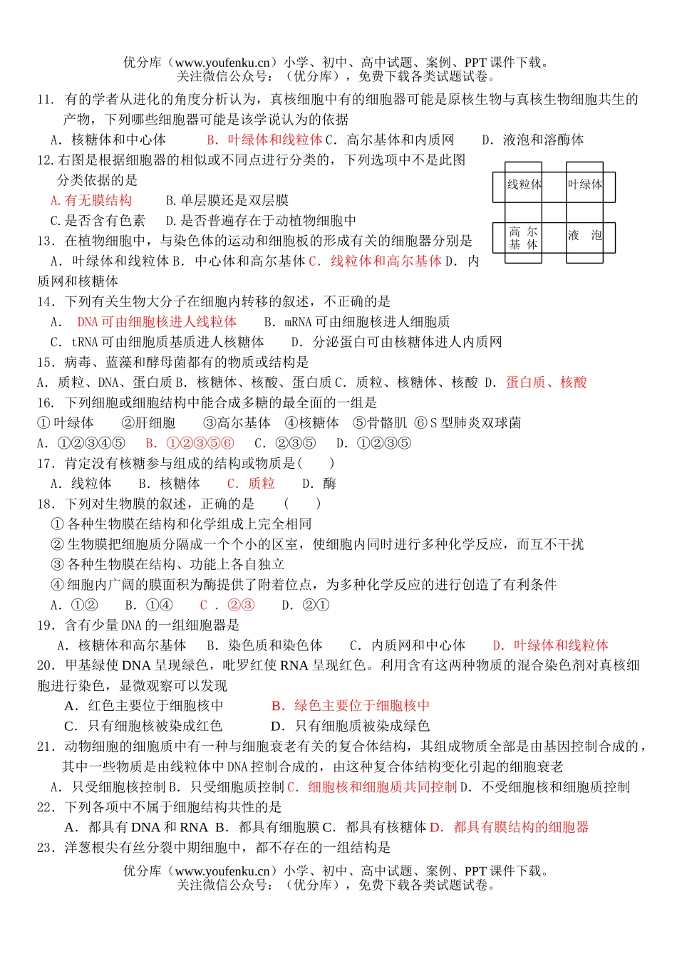 高中三年级生物第一次检测题试卷_第2页