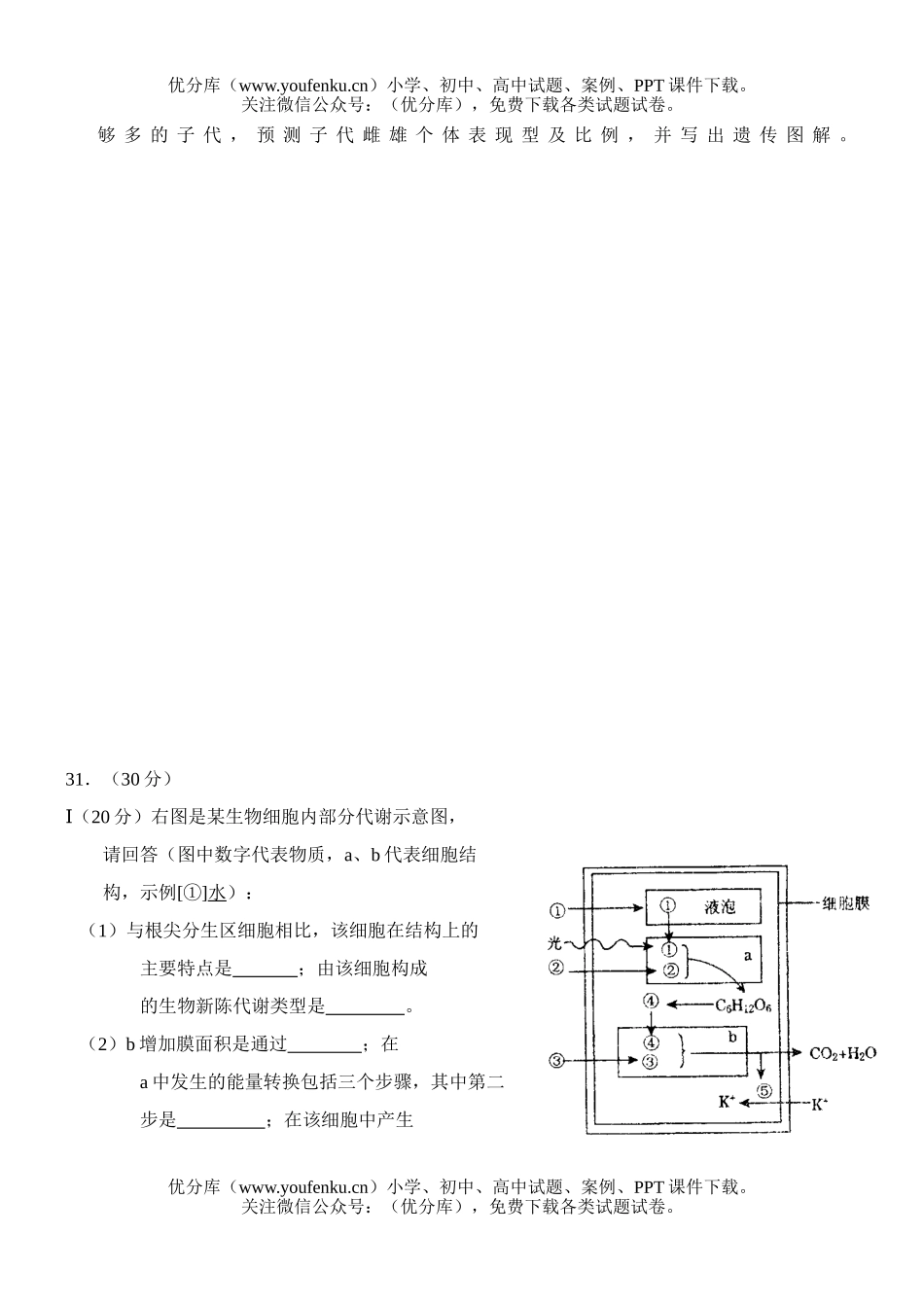 高中三年级生物高考模拟训练题试卷_第2页