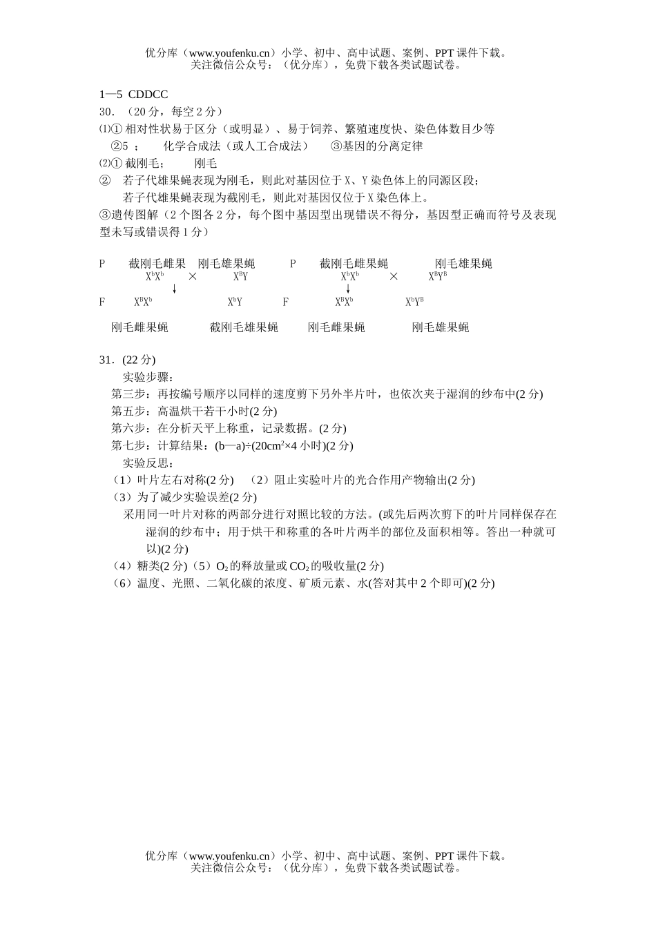 高中三年级生物理科综合部分复习题试卷_第3页