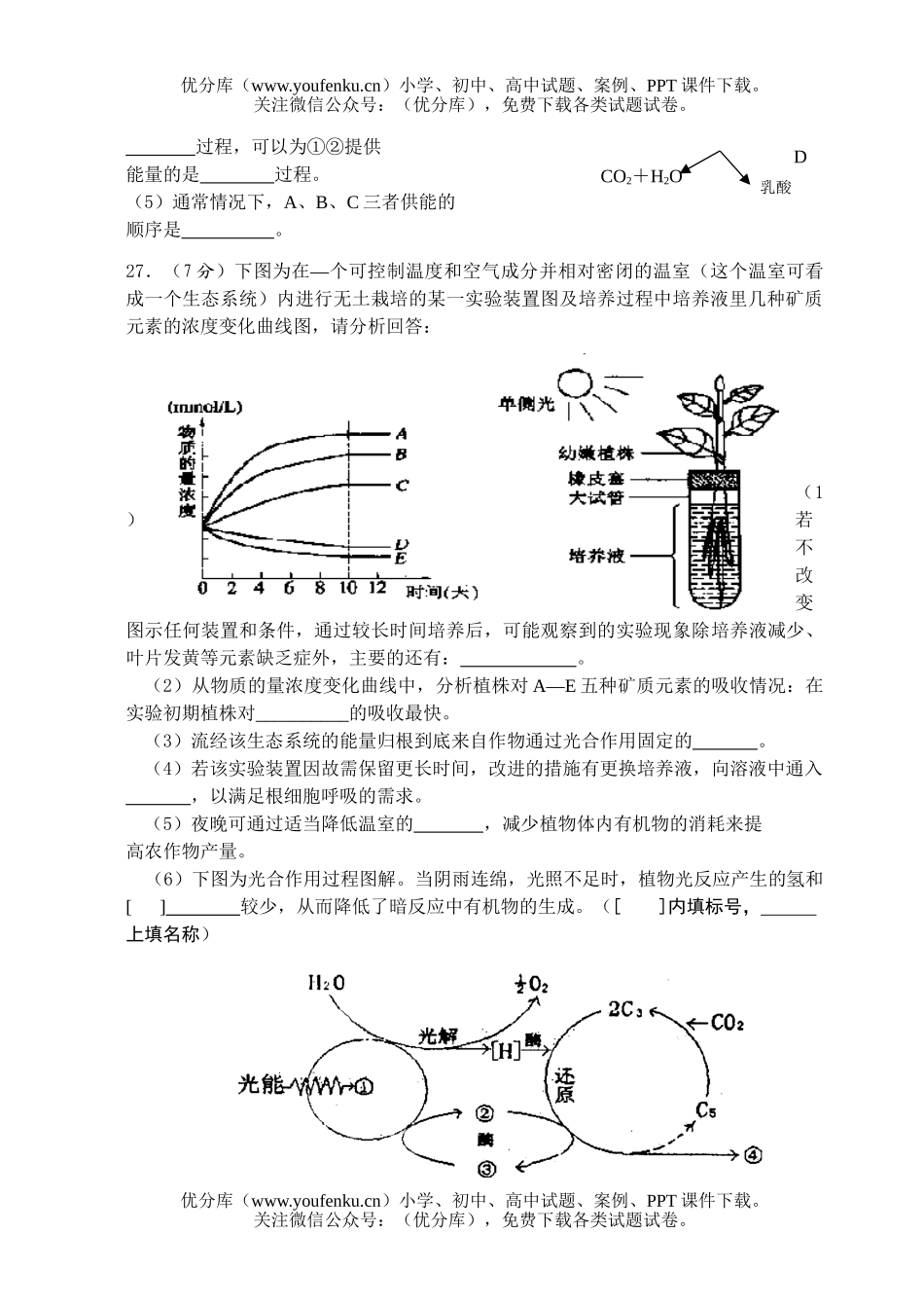 高中三年级生物高考综合考试模拟测试卷_第2页