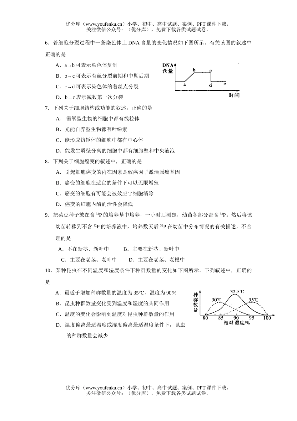 高中三年级生物复习纠错八试卷_第2页