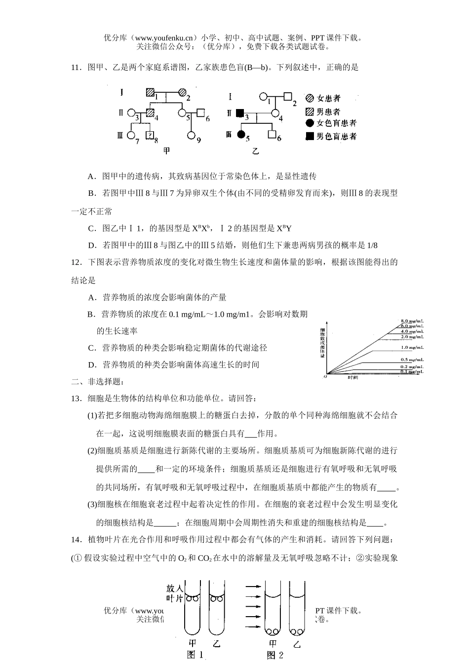高中三年级生物复习纠错八试卷_第3页