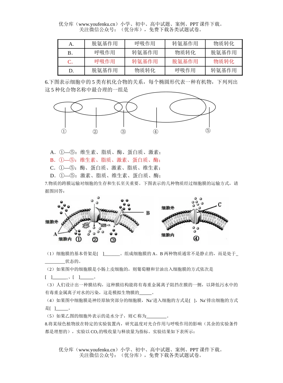 高中三年级生物精选3试卷_第2页