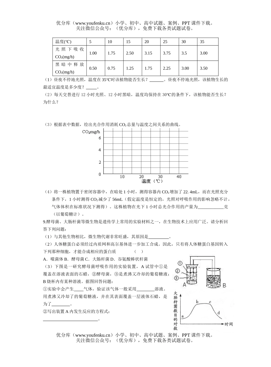 高中三年级生物精选3试卷_第3页