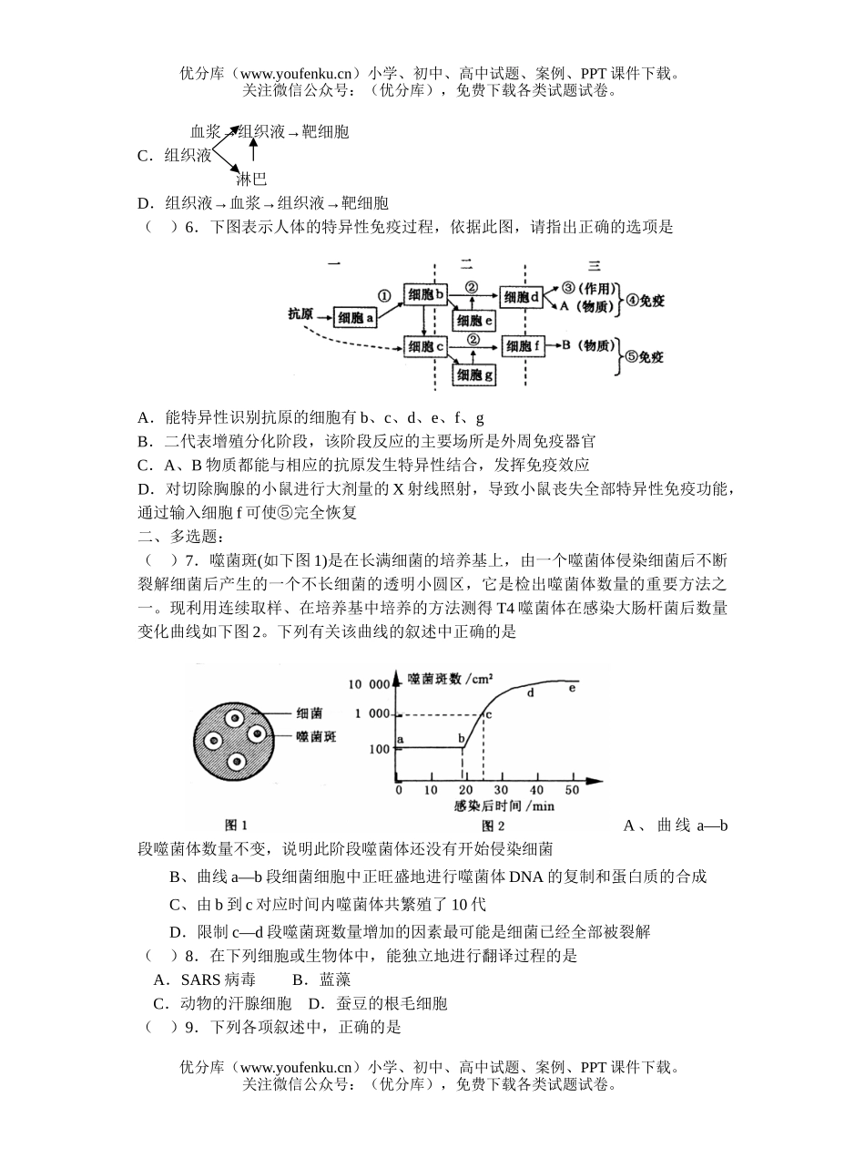 高中三年级生物精选2试卷_第2页