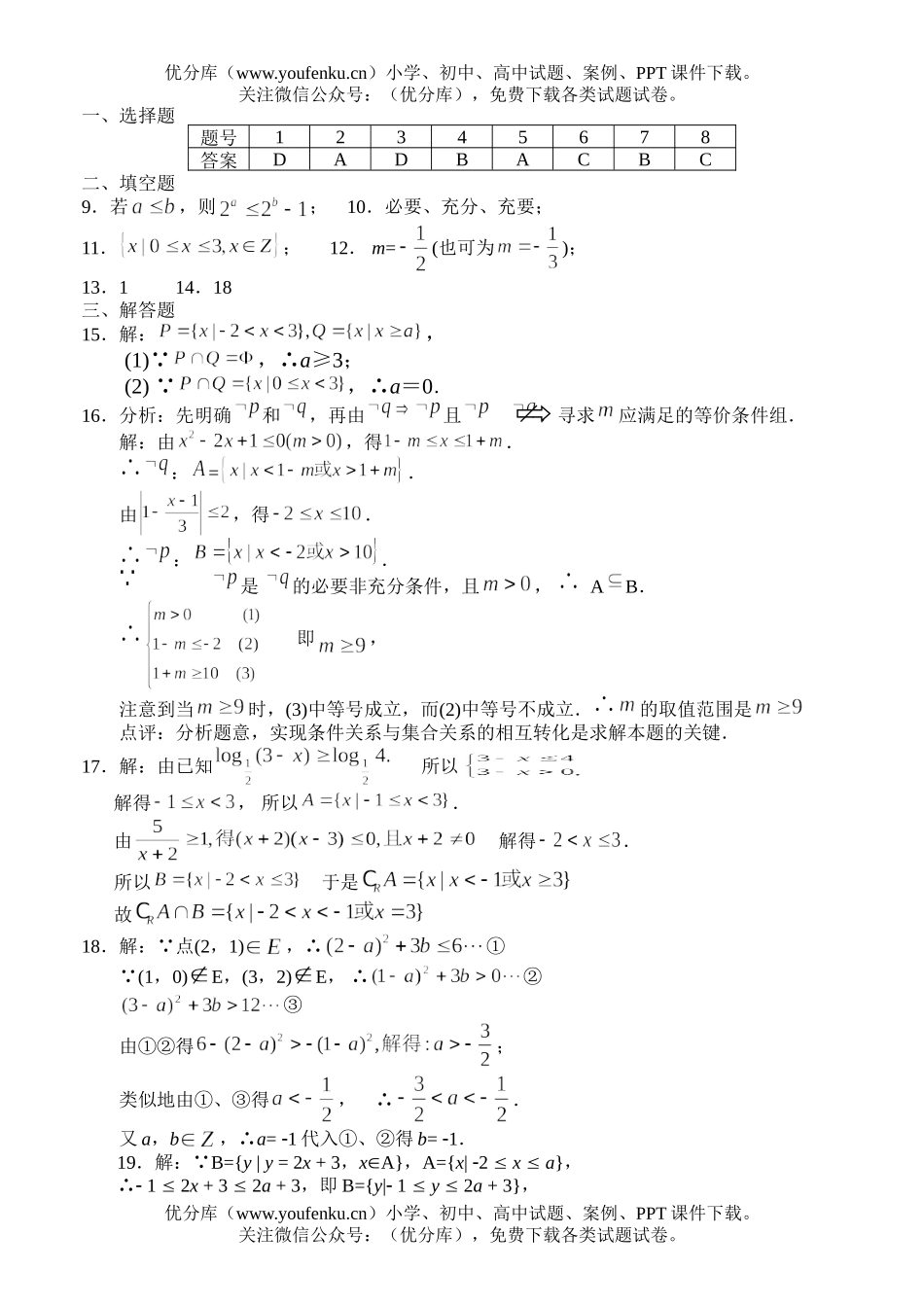高考数学高考第一轮复习测试-集合和简易逻辑试卷_第3页