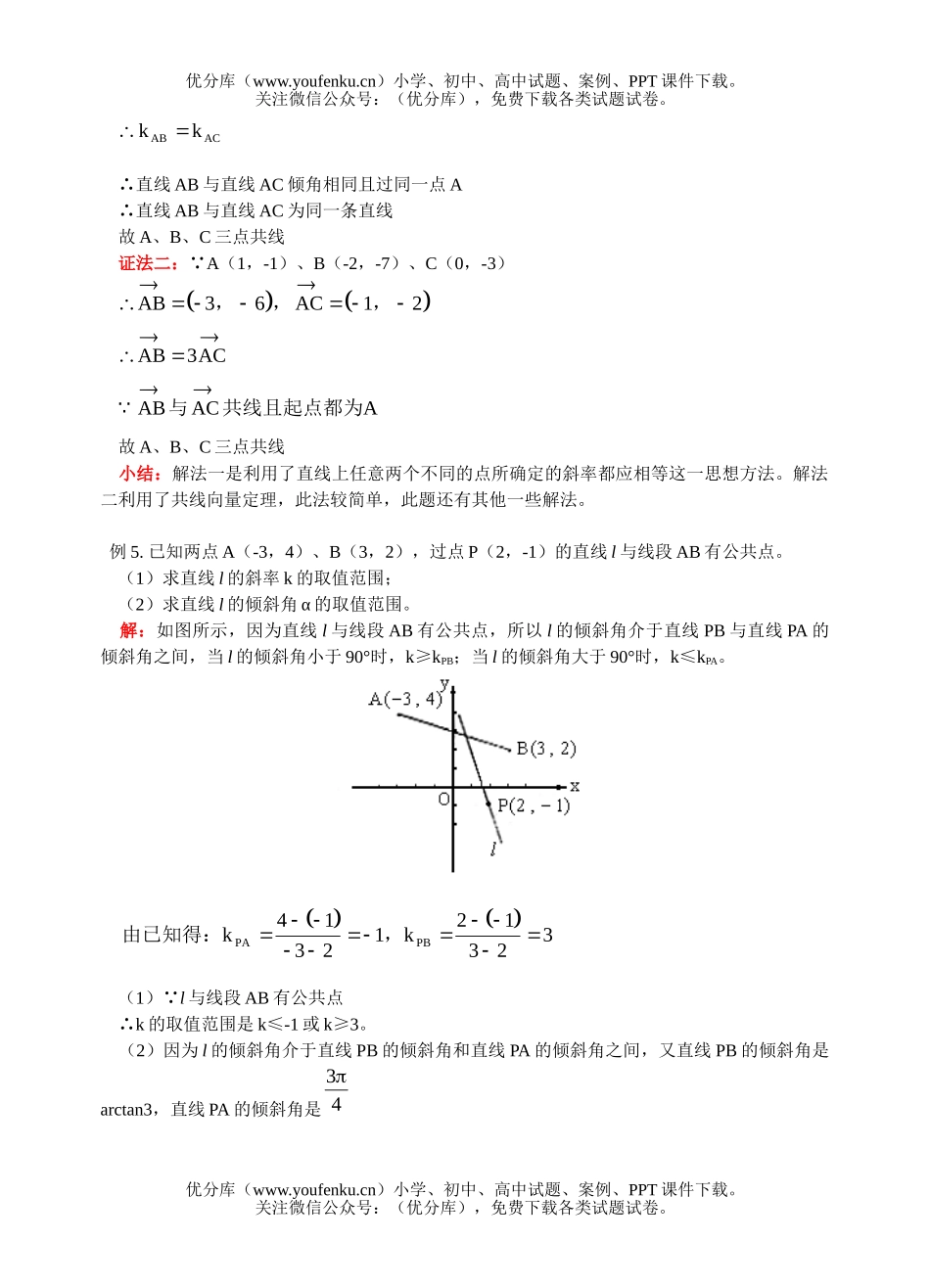 高考数学高考直线的倾斜角和斜率训练2试卷_第3页
