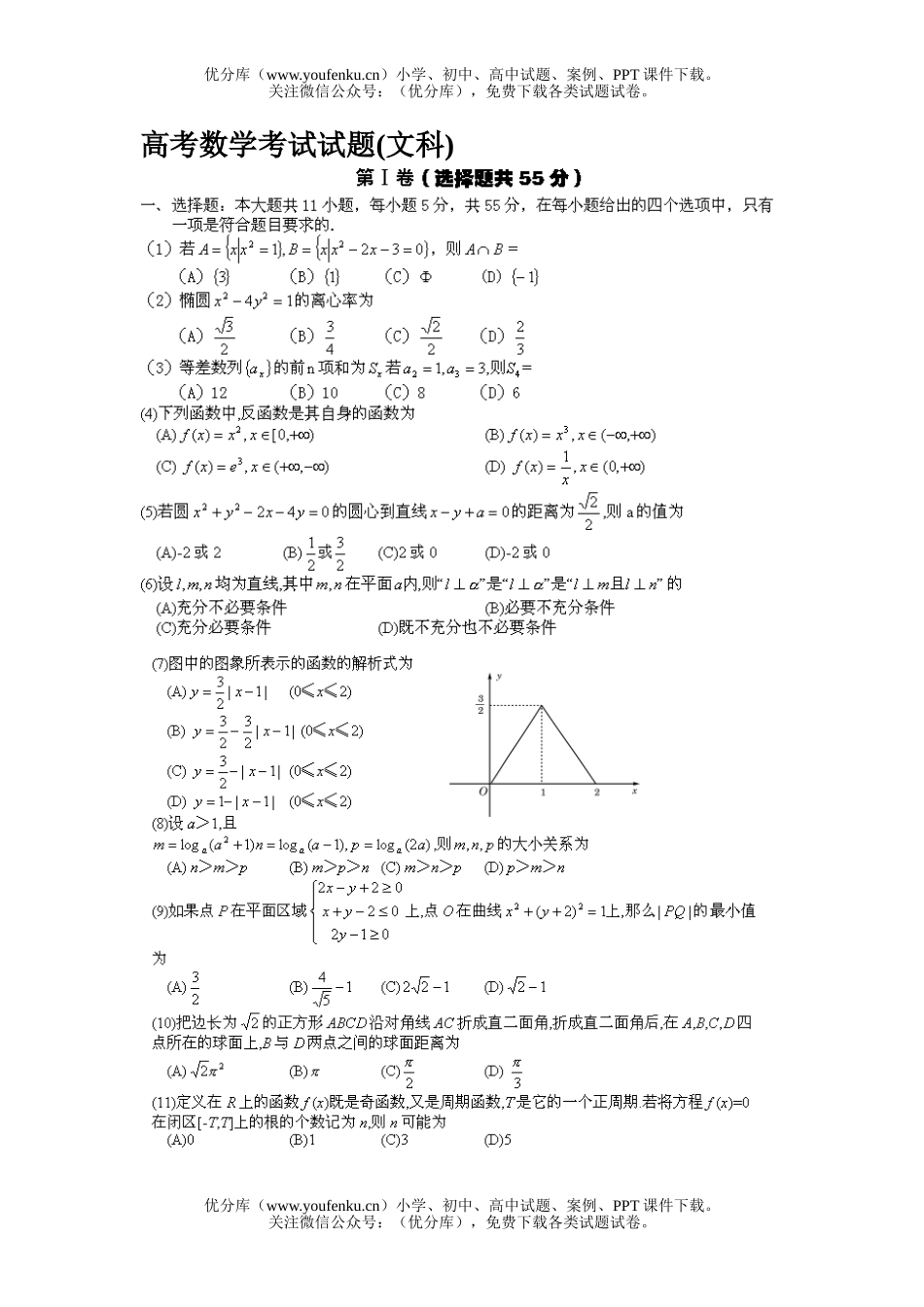高考数学高考考试(文科)试卷_第1页