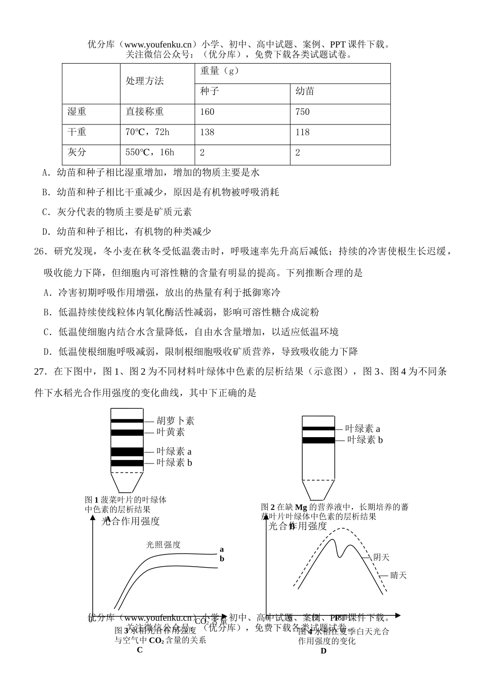 高中三年级生物级10月份质量检测试卷_第3页