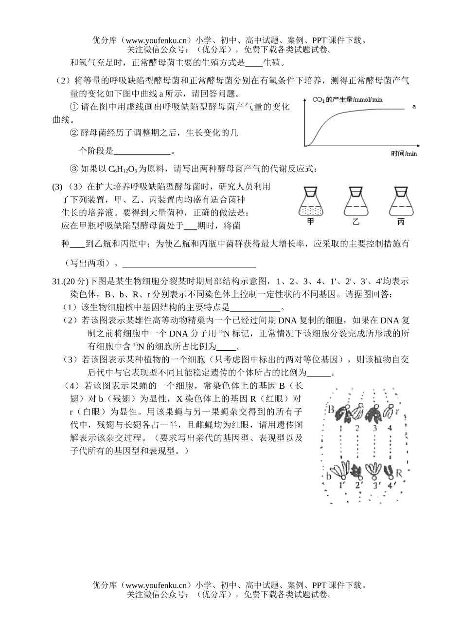 高中三年级生物理综复习试卷_第2页