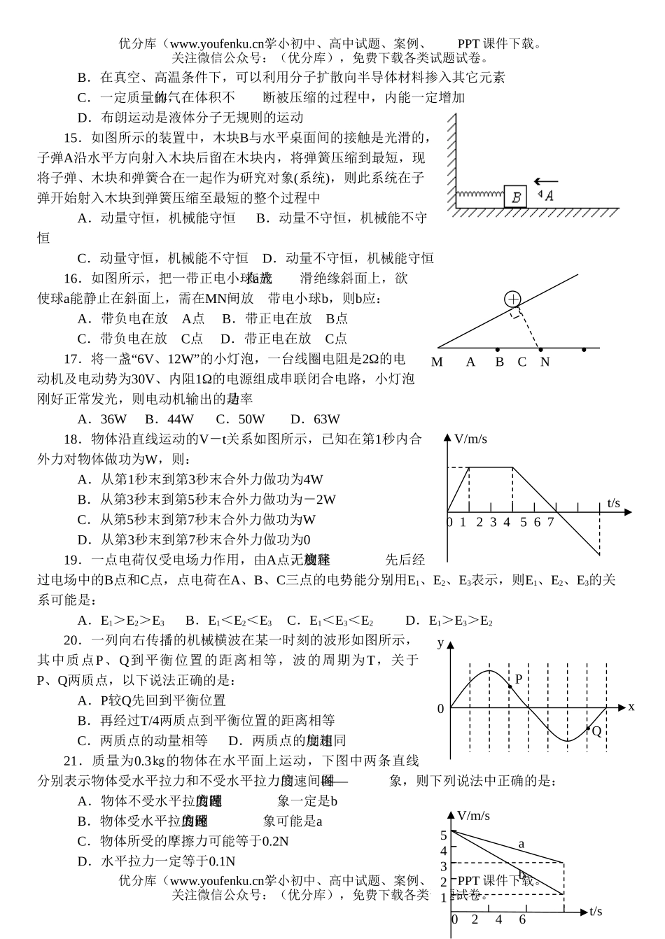 高中三年级生物理科综合上学期期末测试卷_第3页